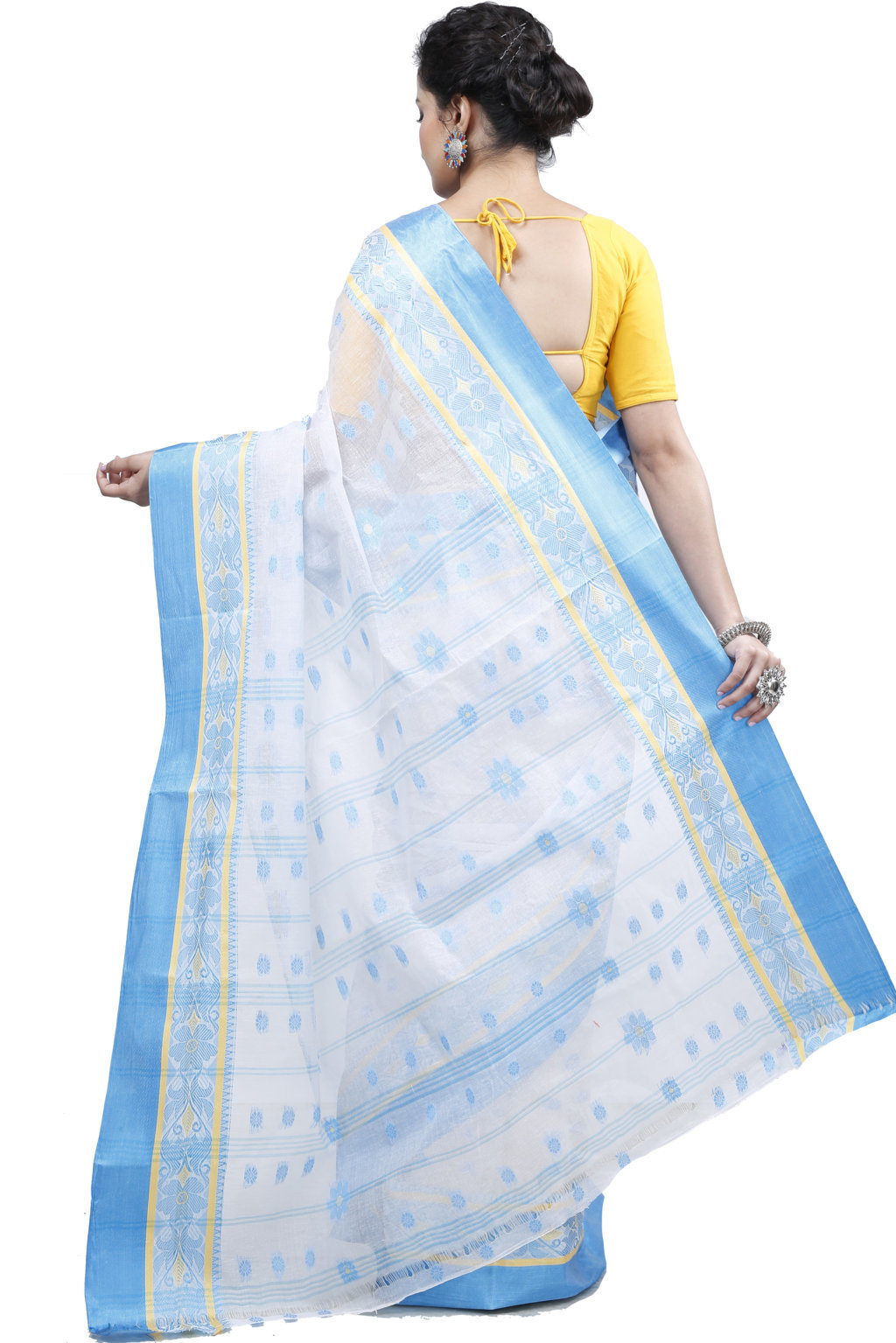 Sky Blue Pure Cotton BolLata_Tant Tant Saree (199)